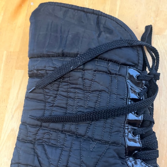 Miss sixty ladies 41 / 9.5 black theigh high rubber boots fabric legs - Picture 4 of 10